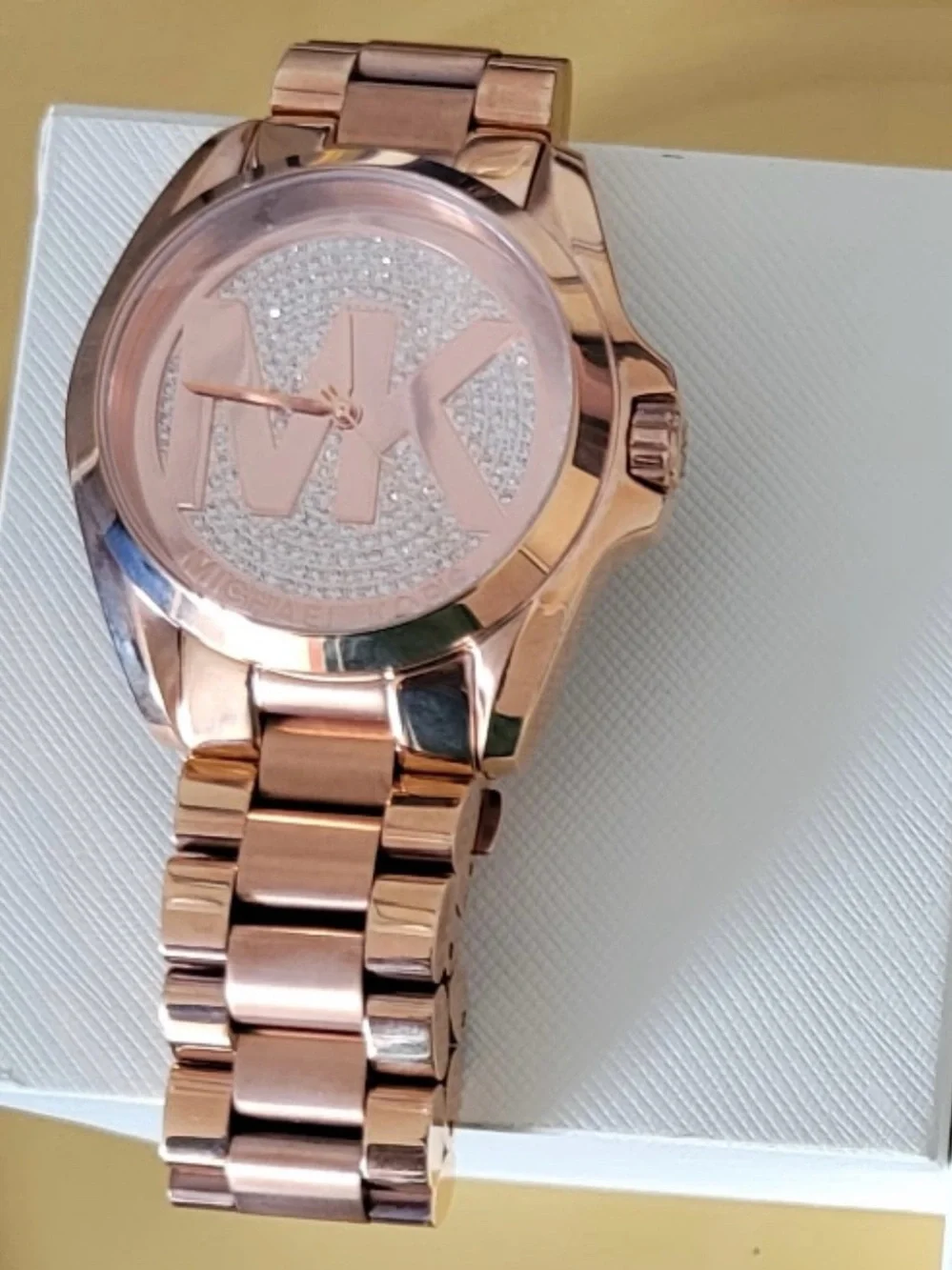 Michael Kors Rose Gold-tone MK Pavé Dial Bracelet Watch